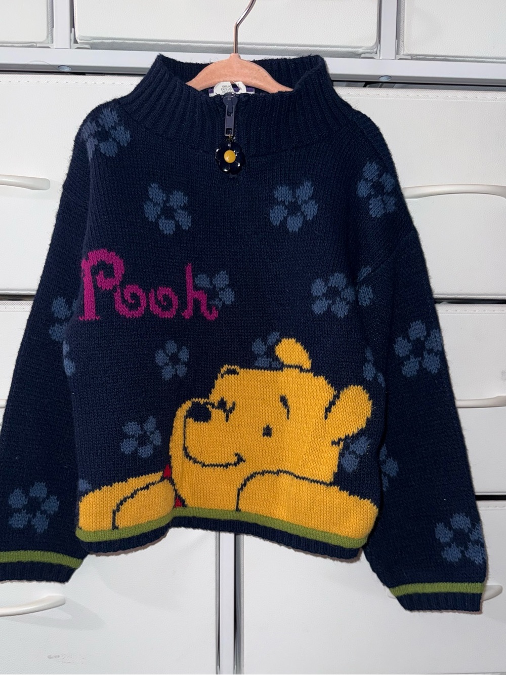 Vintage 90s Disney Pooh 100 Acre Collection Knit Sweater Kids 5/6 Made in USA